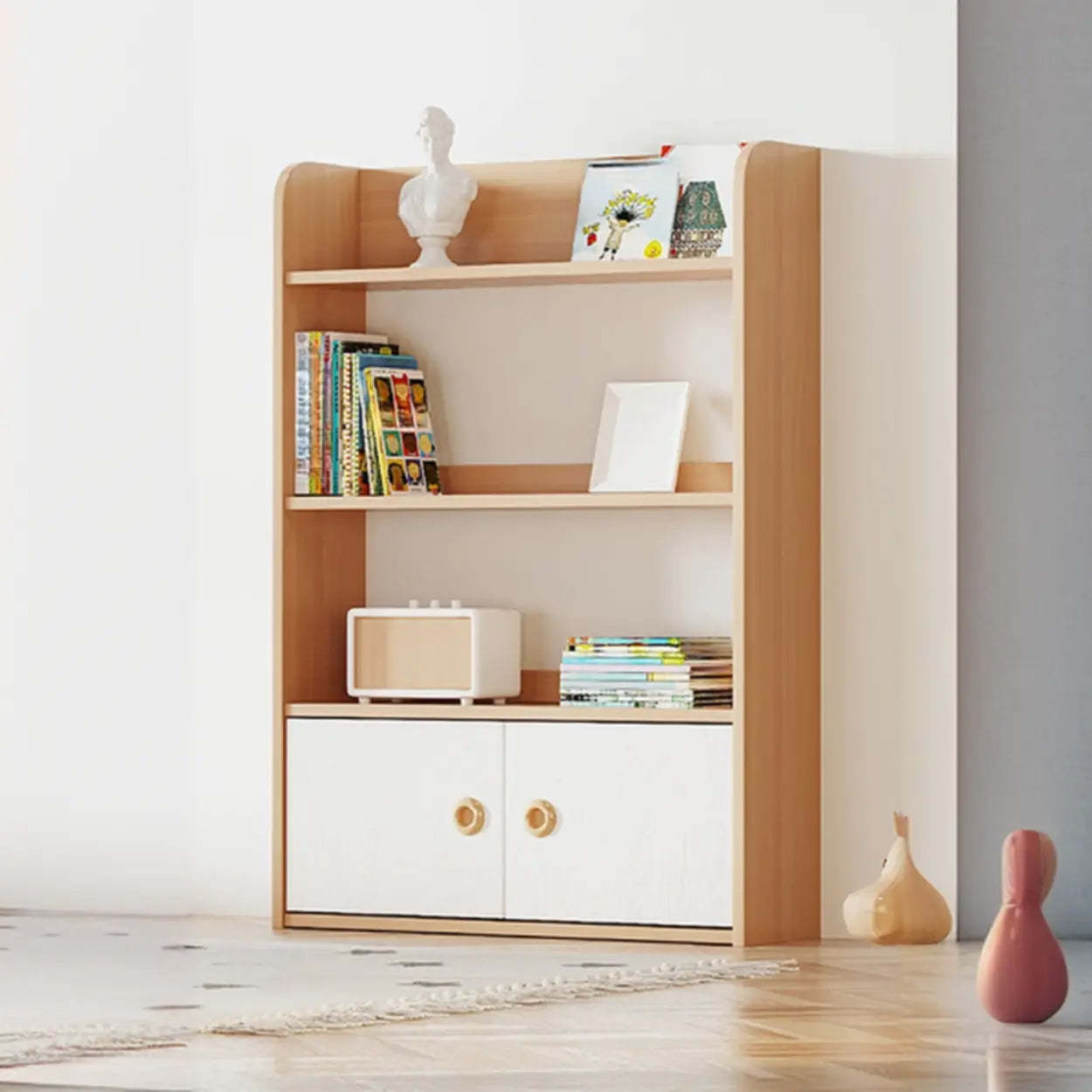 Simple Rectangular Open-Back Wood Bookshelf — Walnut