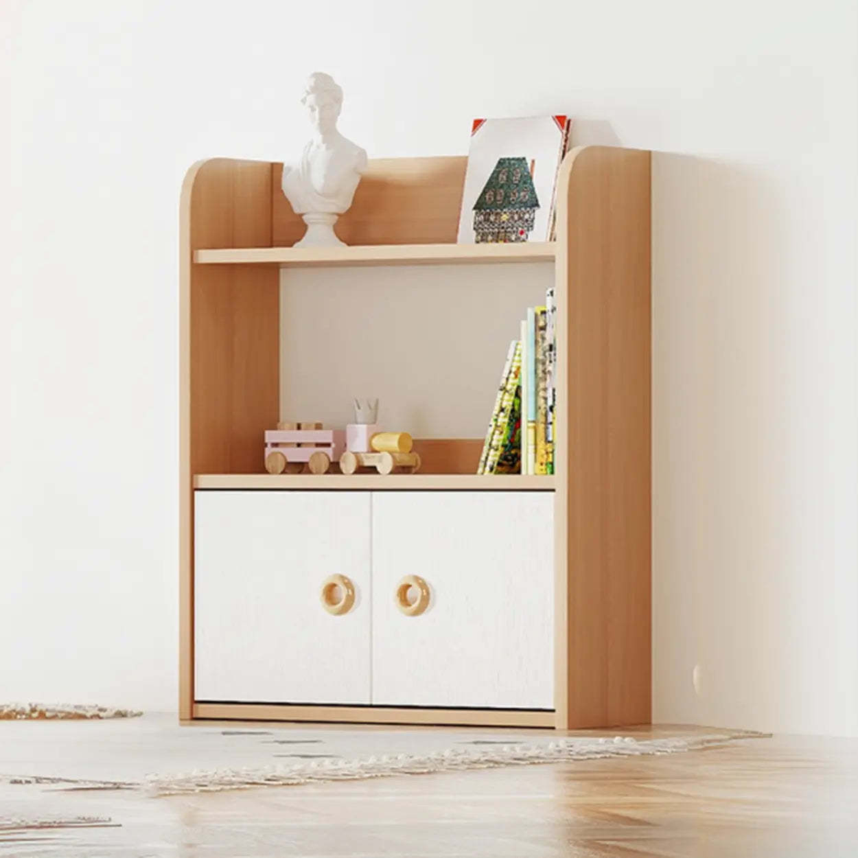 Simple Rectangular Open-Back Wood Bookshelf — Walnut