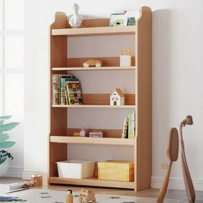 Simple Rectangular Open-Back Wood Bookshelf — Walnut