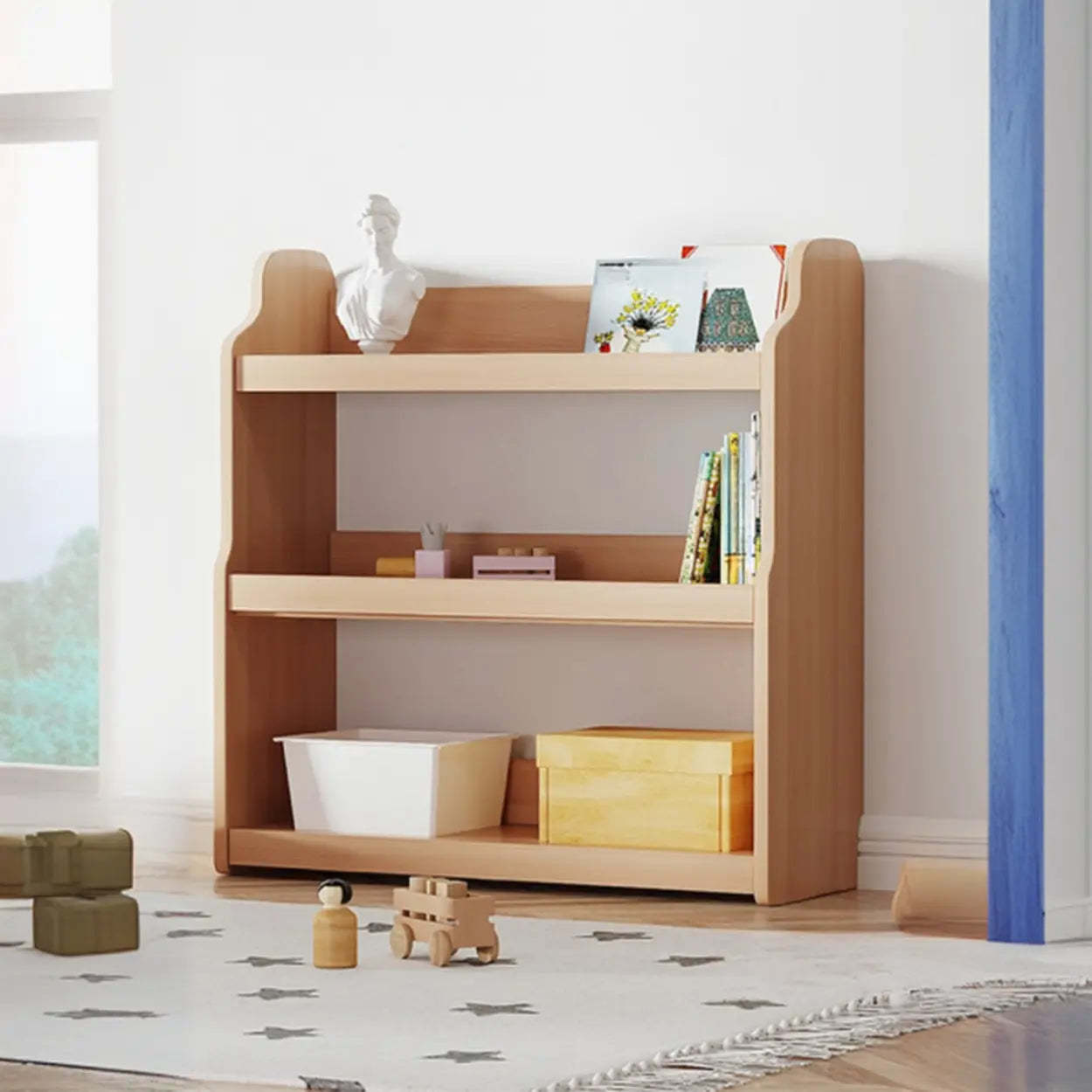 Simple Rectangular Open-Back Wood Bookshelf — Walnut