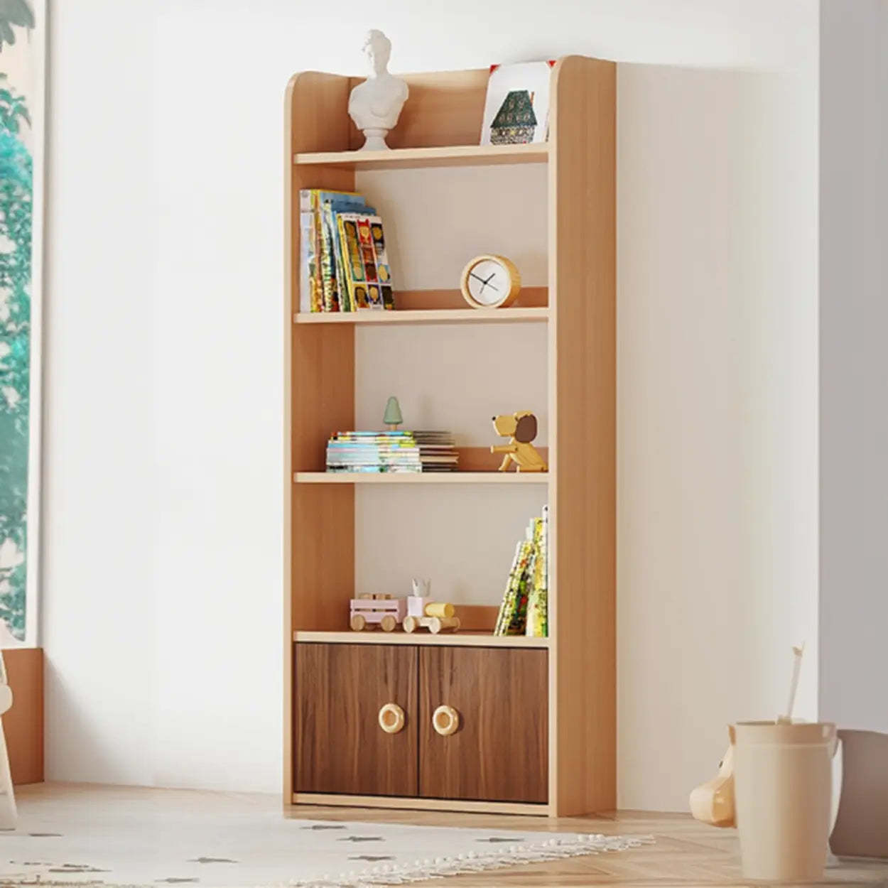 Simple Rectangular Open-Back Wood Bookshelf — White