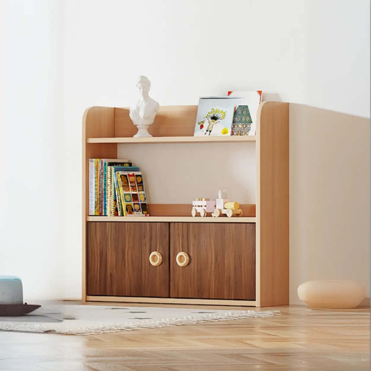 Simple Rectangular Open-Back Wood Bookshelf — White