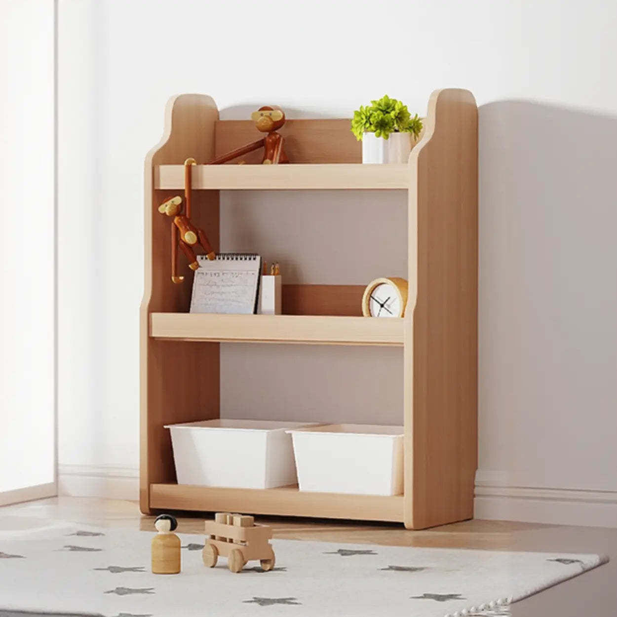 Simple Rectangular Open-Back Wood Bookshelf — White
