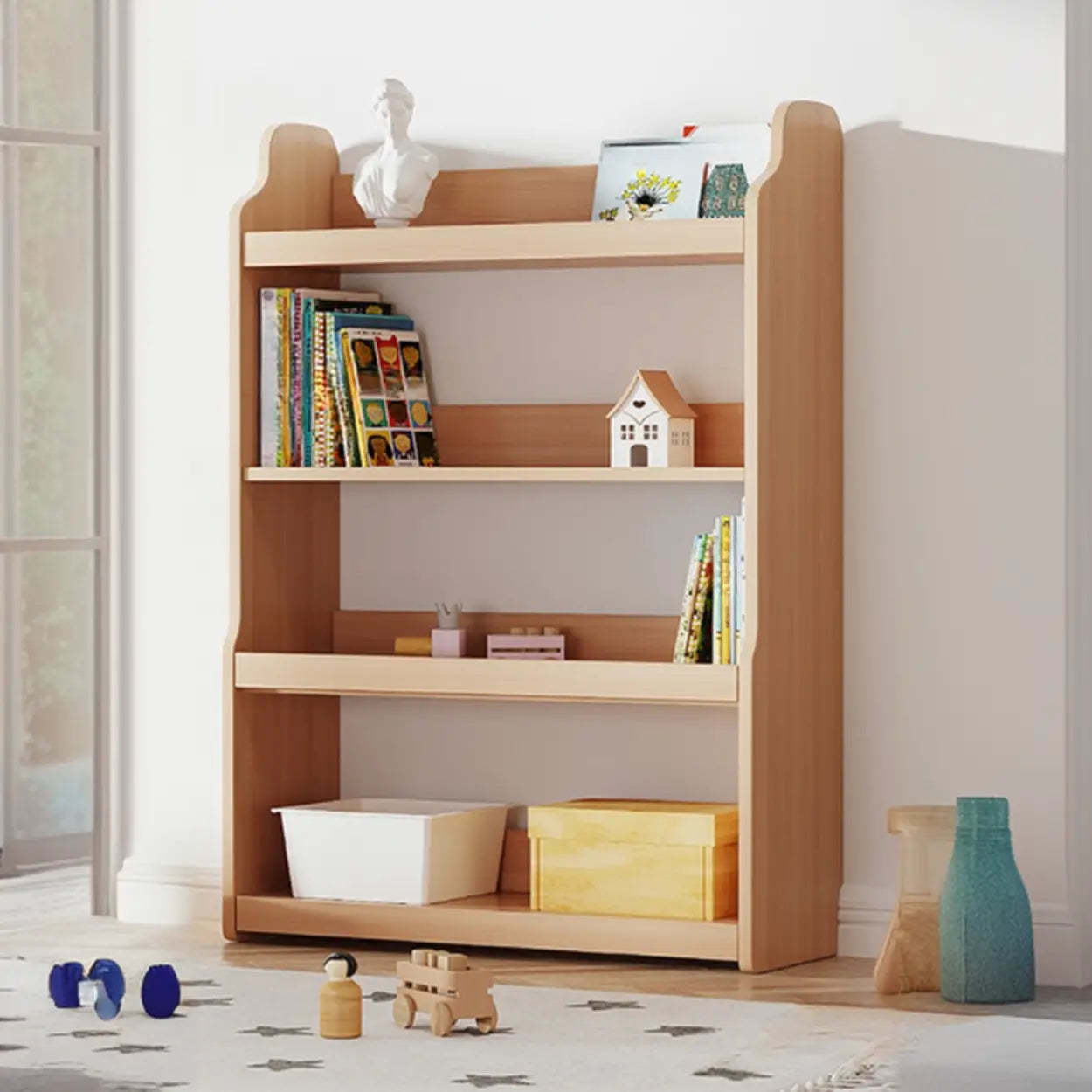 Simple Rectangular Open-Back Wood Bookshelf — White