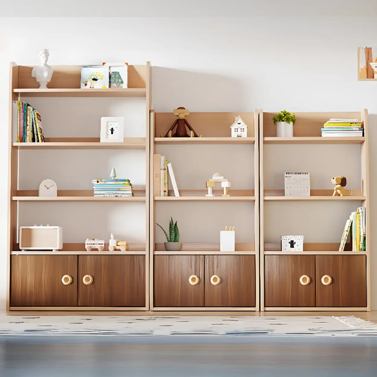 Simple Rectangular Open-Back Wood Bookshelf — Natural Finish