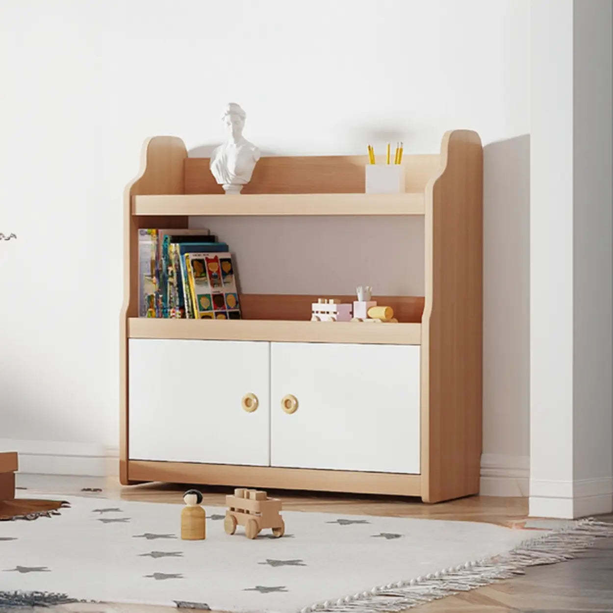 Simple Rectangular Open-Back Wood Bookshelf — White