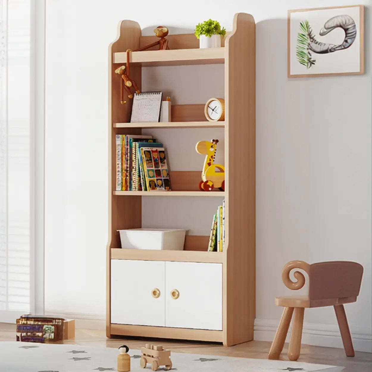 Simple Rectangular Open-Back Wood Bookshelf — White