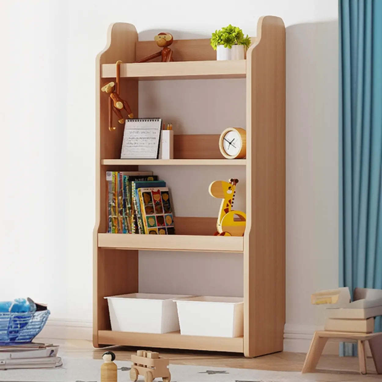 Simple Rectangular Open-Back Wood Bookshelf — White