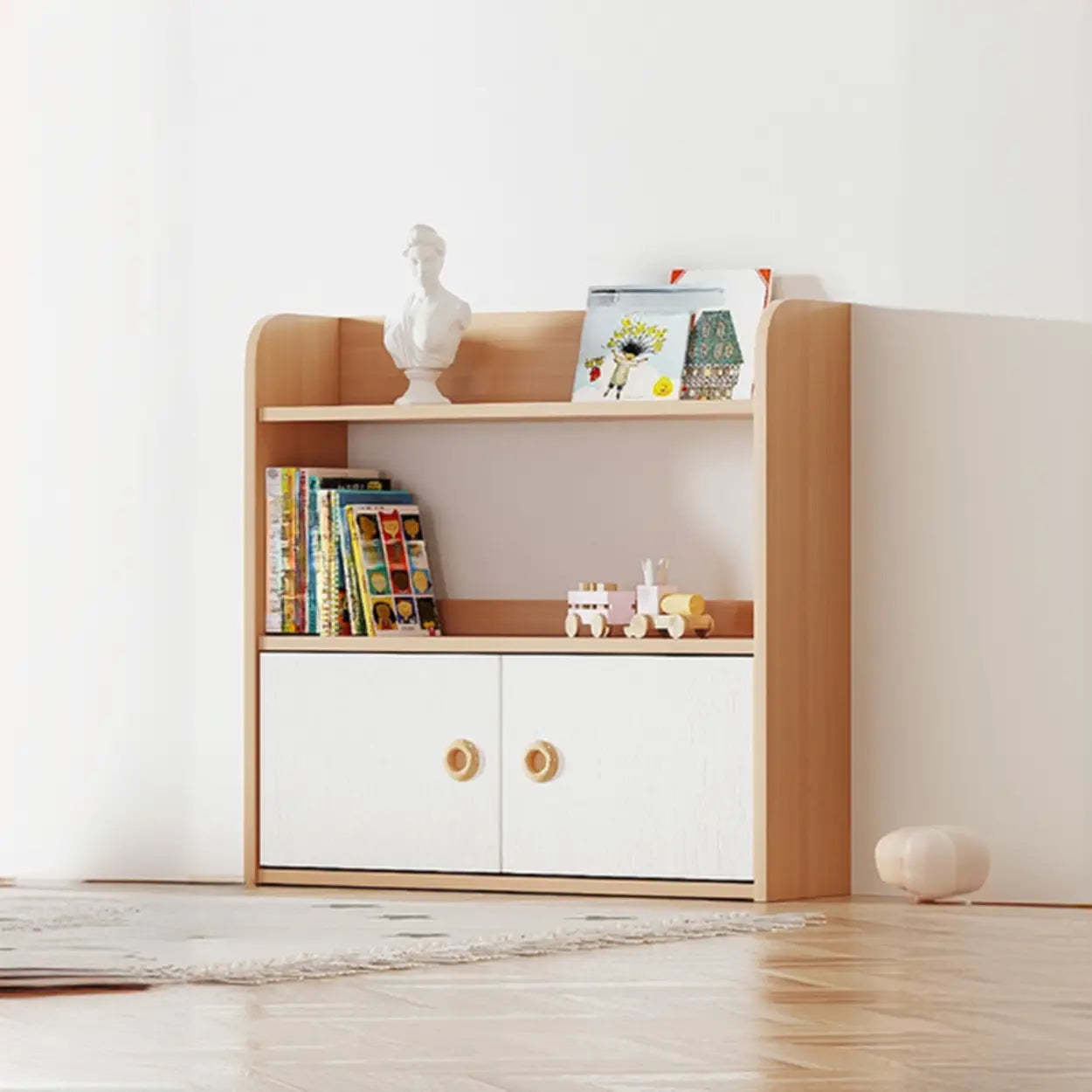 Simple Rectangular Open-Back Wood Bookshelf — White