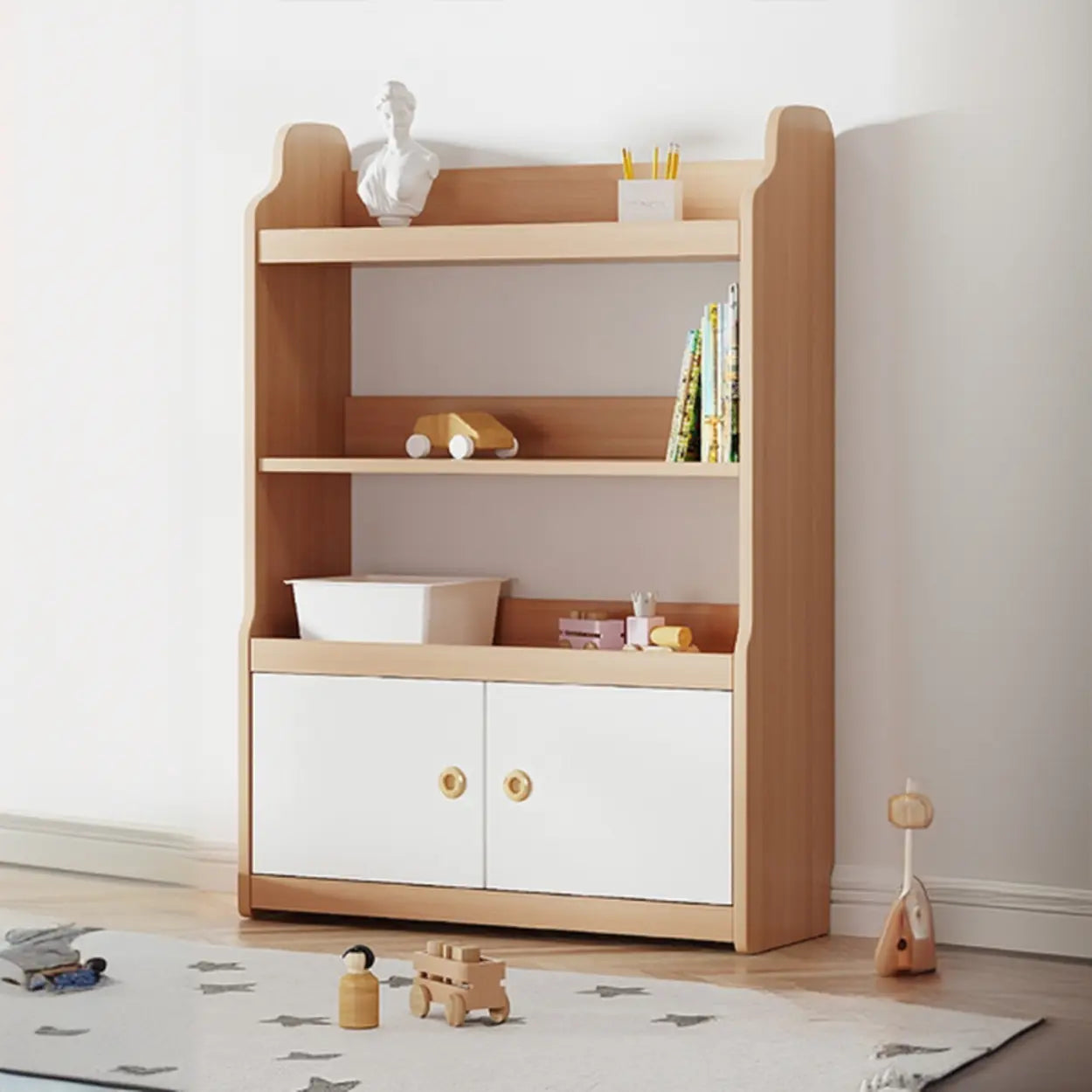 Simple Rectangular Open-Back Wood Bookshelf — White