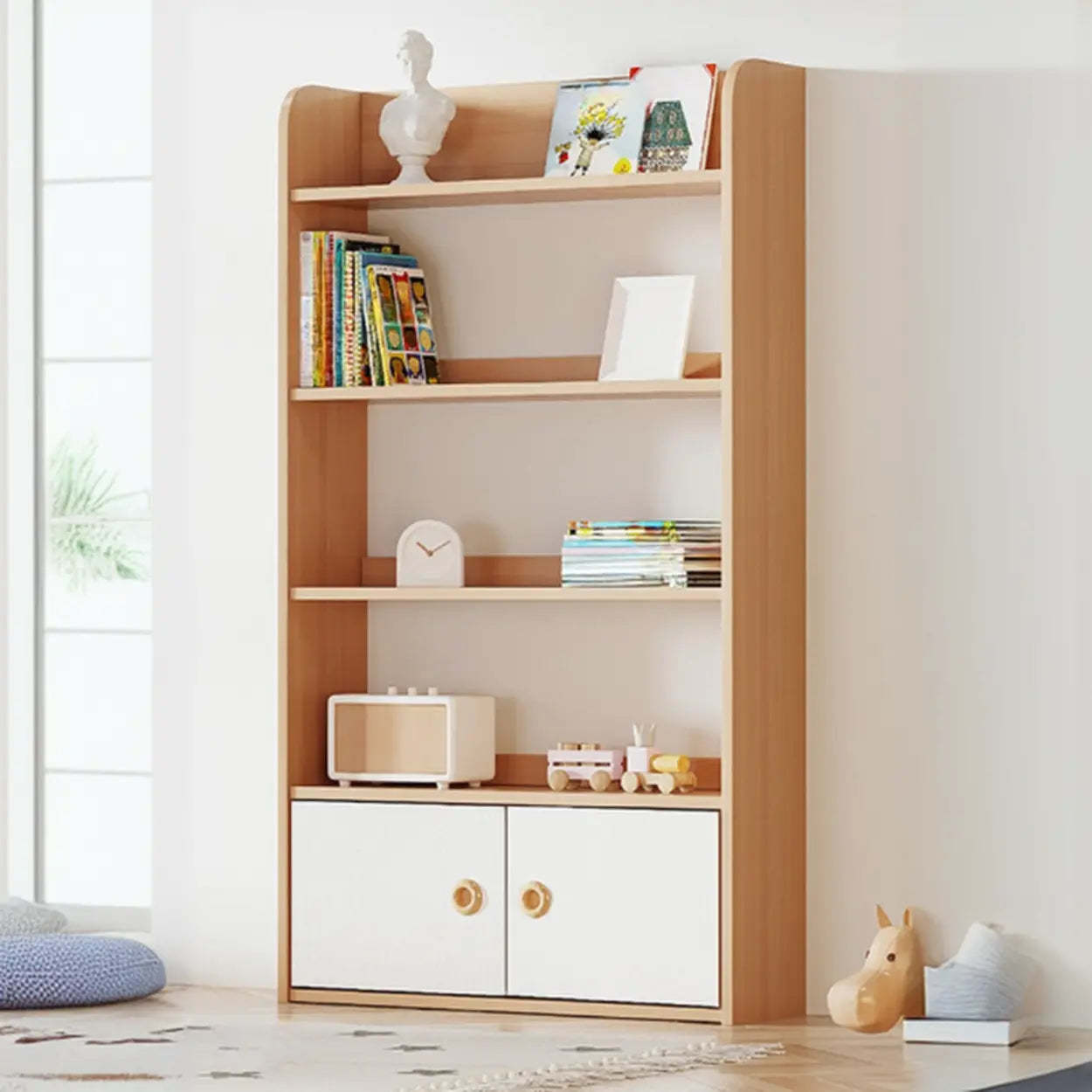 Simple Rectangular Open-Back Wood Bookshelf — White