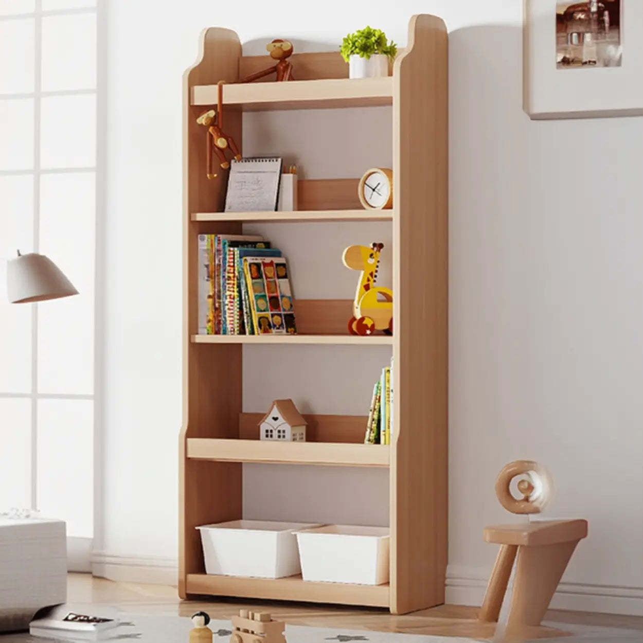 Simple Rectangular Open-Back Wood Bookshelf — White