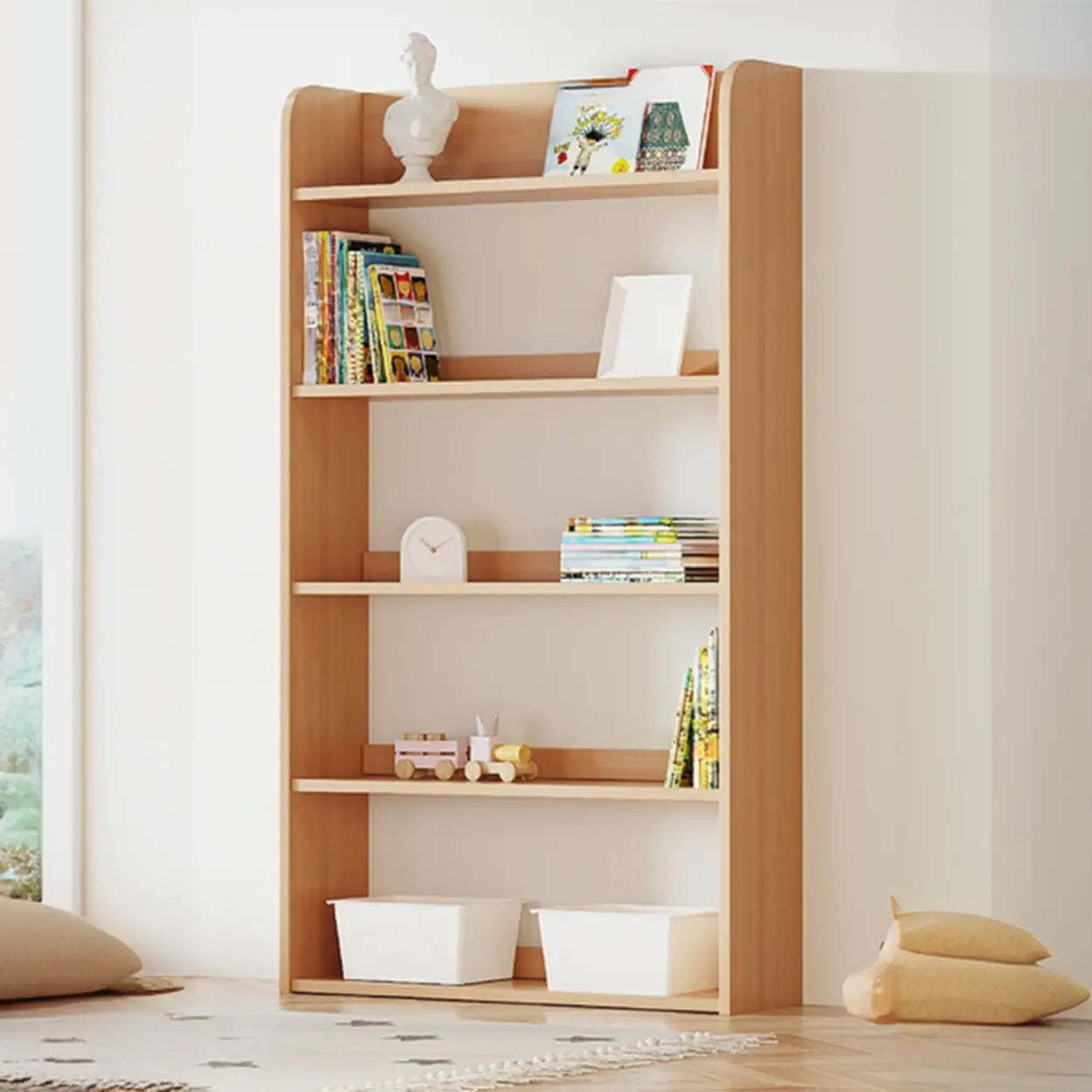 Simple Rectangular Open-Back Wood Bookshelf