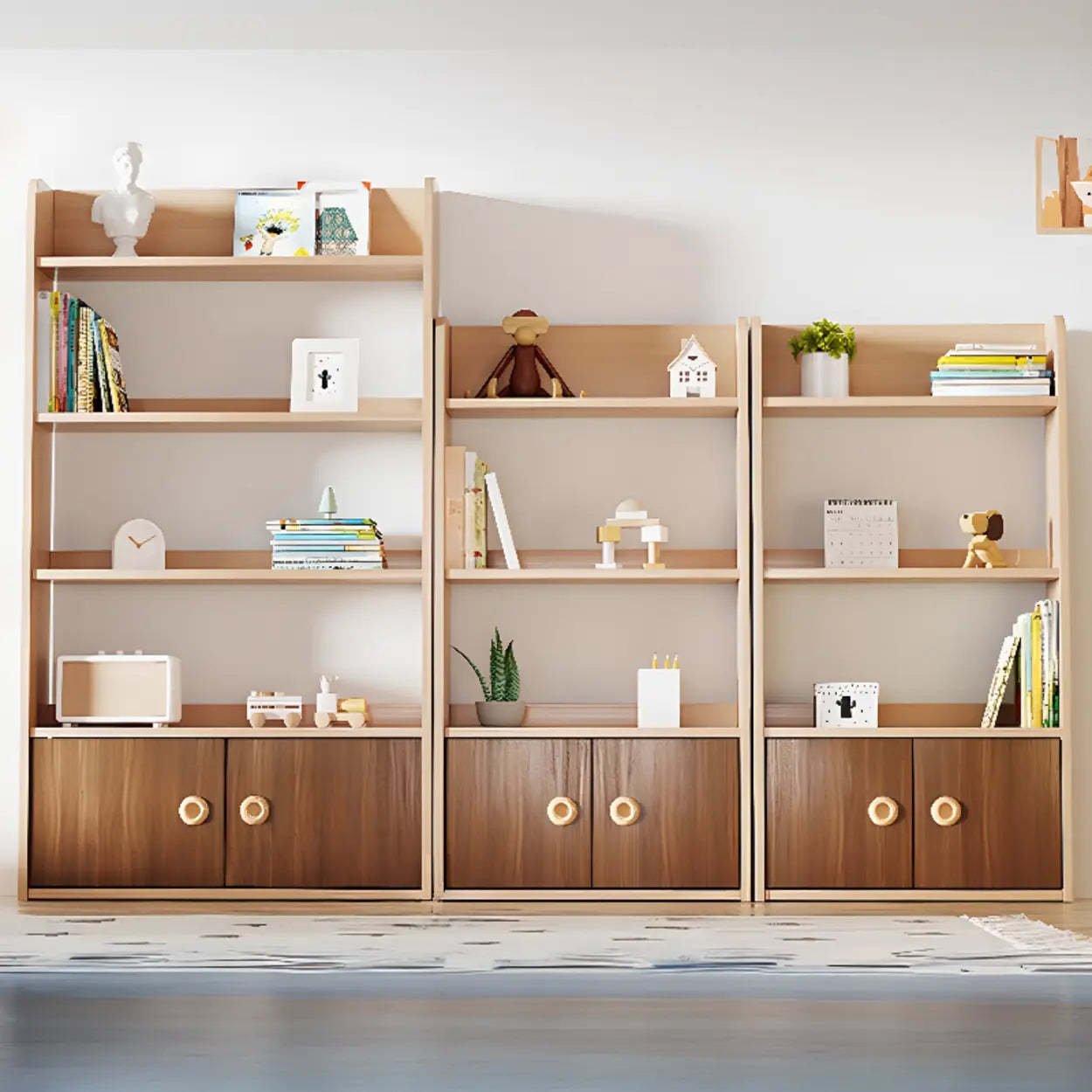 Simple Rectangular Open-Back Wood Bookshelf — Natural Finish