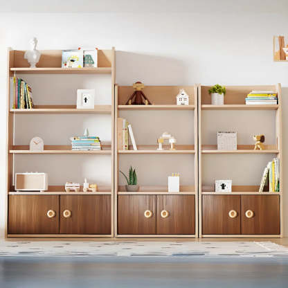 Simple Rectangular Open-Back Wood Bookshelf — Natural Finish