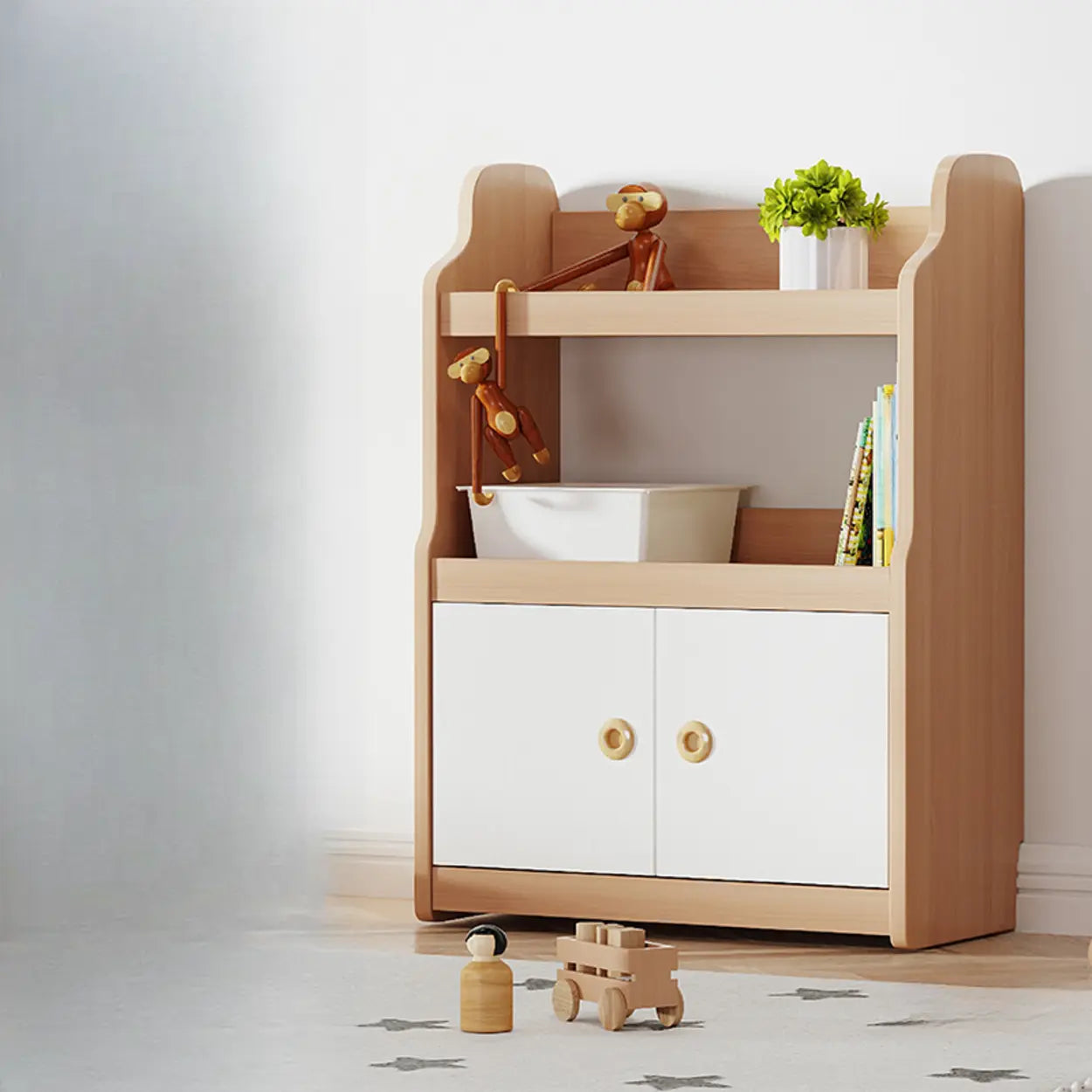 Simple Rectangular Open-Back Wood Bookshelf — Natural Finish