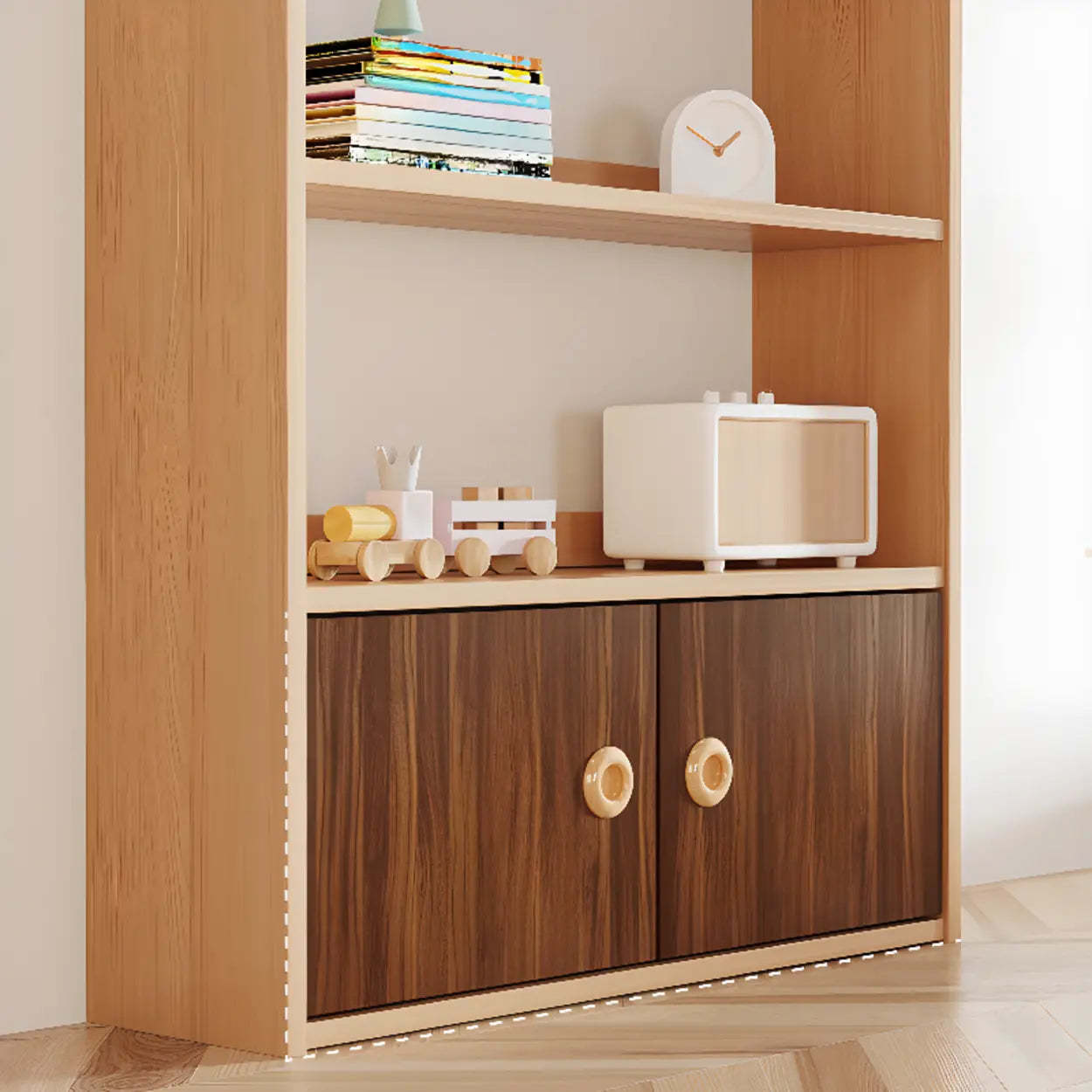 Simple Rectangular Open-Back Wood Bookshelf