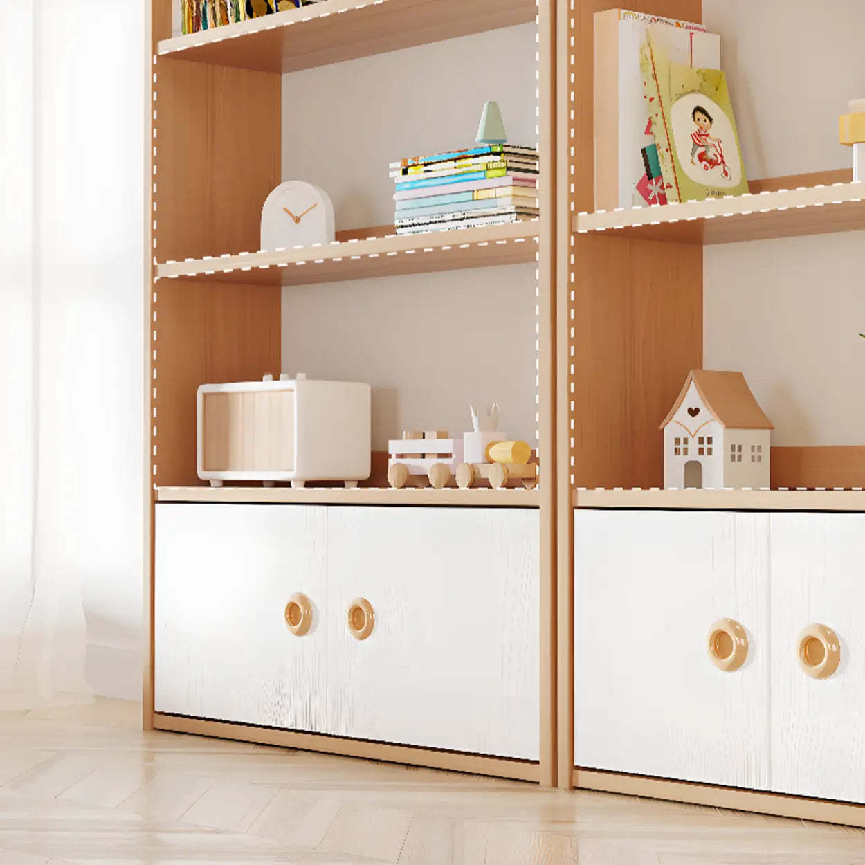 Simple Rectangular Open-Back Wood Bookshelf