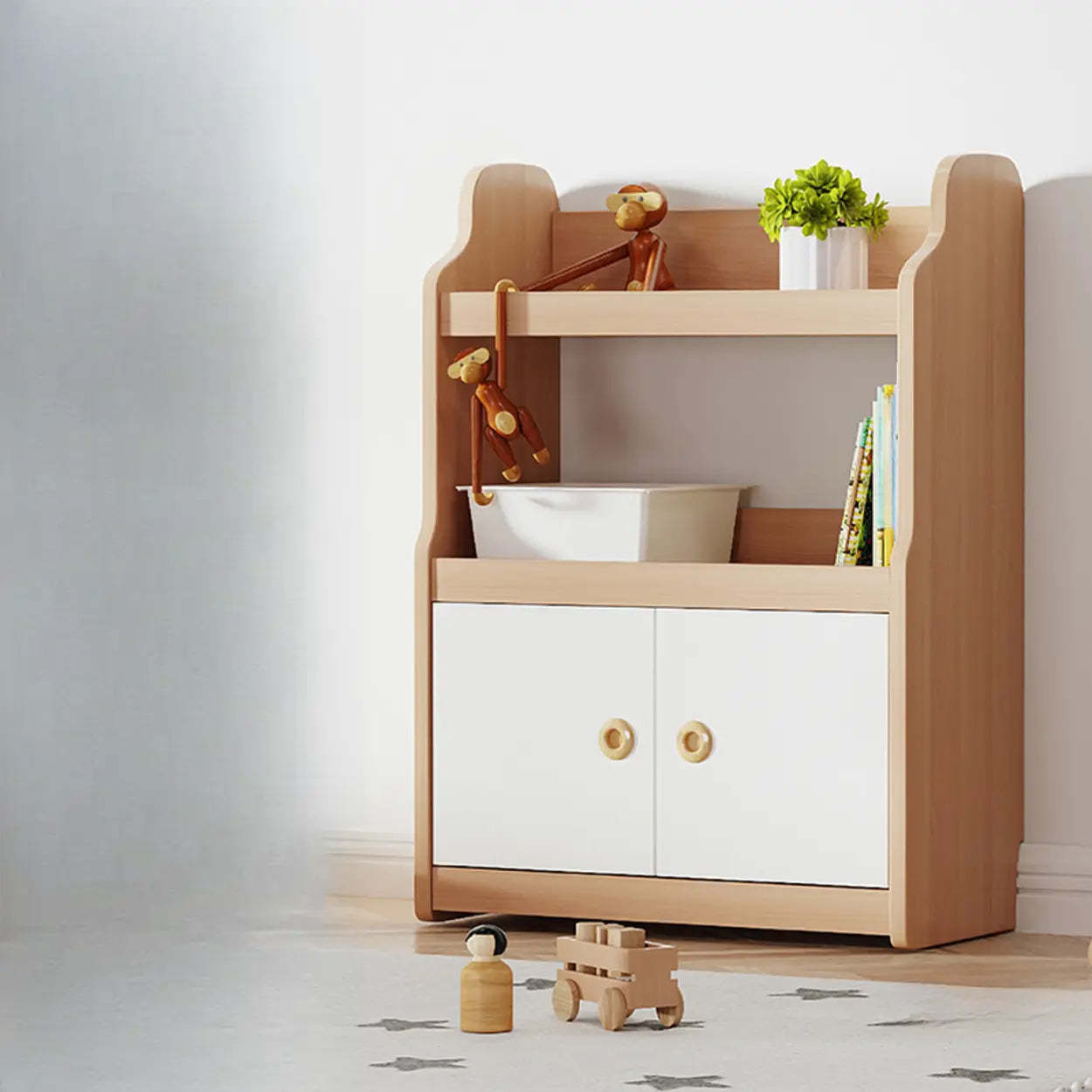 Simple Rectangular Open-Back Wood Bookshelf — Natural Finish