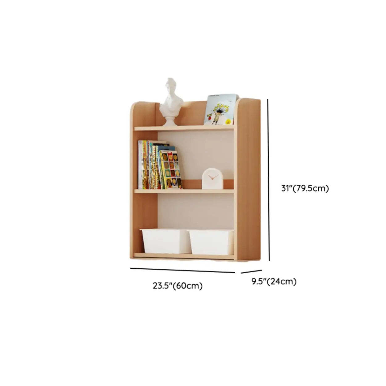 Simple Rectangular Open-Back Wood Bookshelf