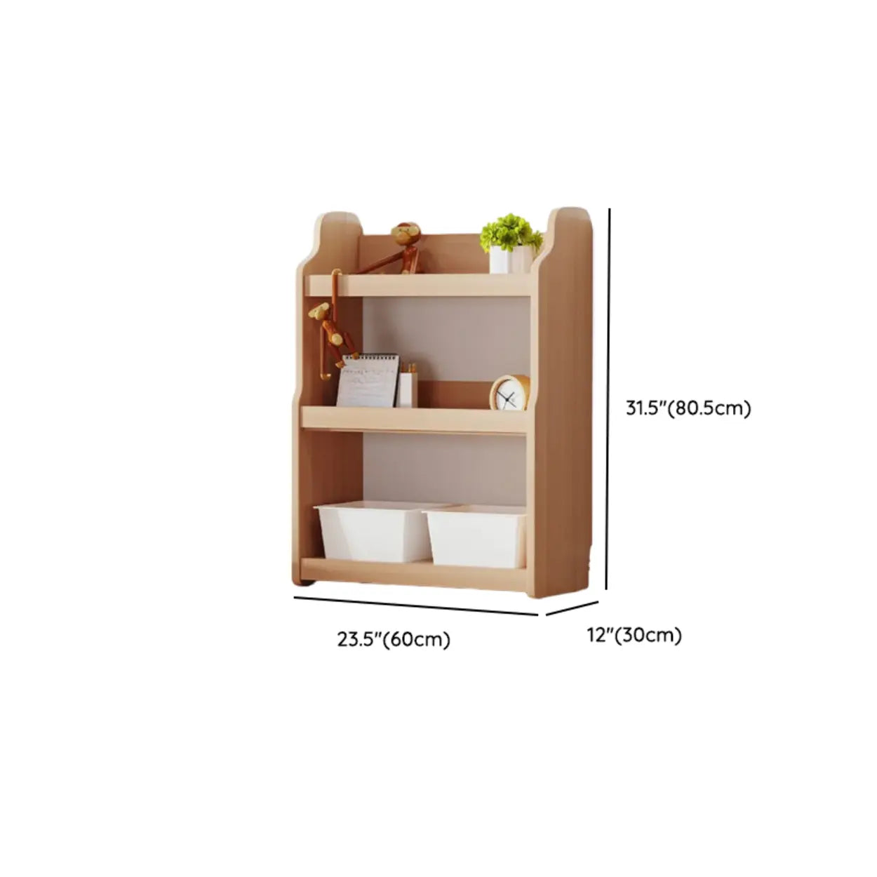 Simple Rectangular Open-Back Wood Bookshelf