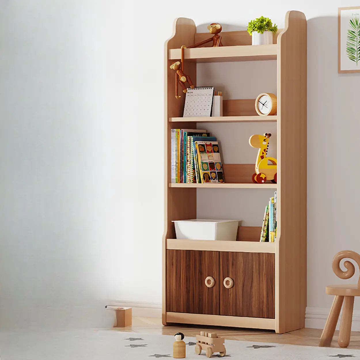 Simple Rectangular Open-Back Wood Bookshelf — Natural Finish