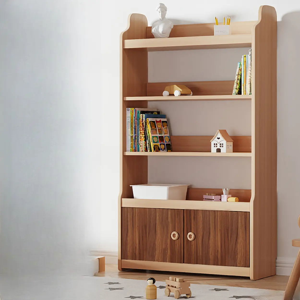 Simple Rectangular Open-Back Wood Bookshelf — Natural Finish
