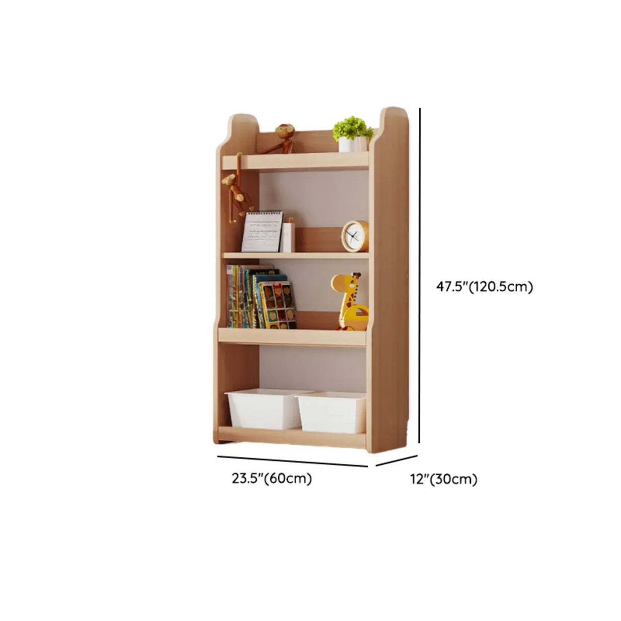 Simple Rectangular Open-Back Wood Bookshelf