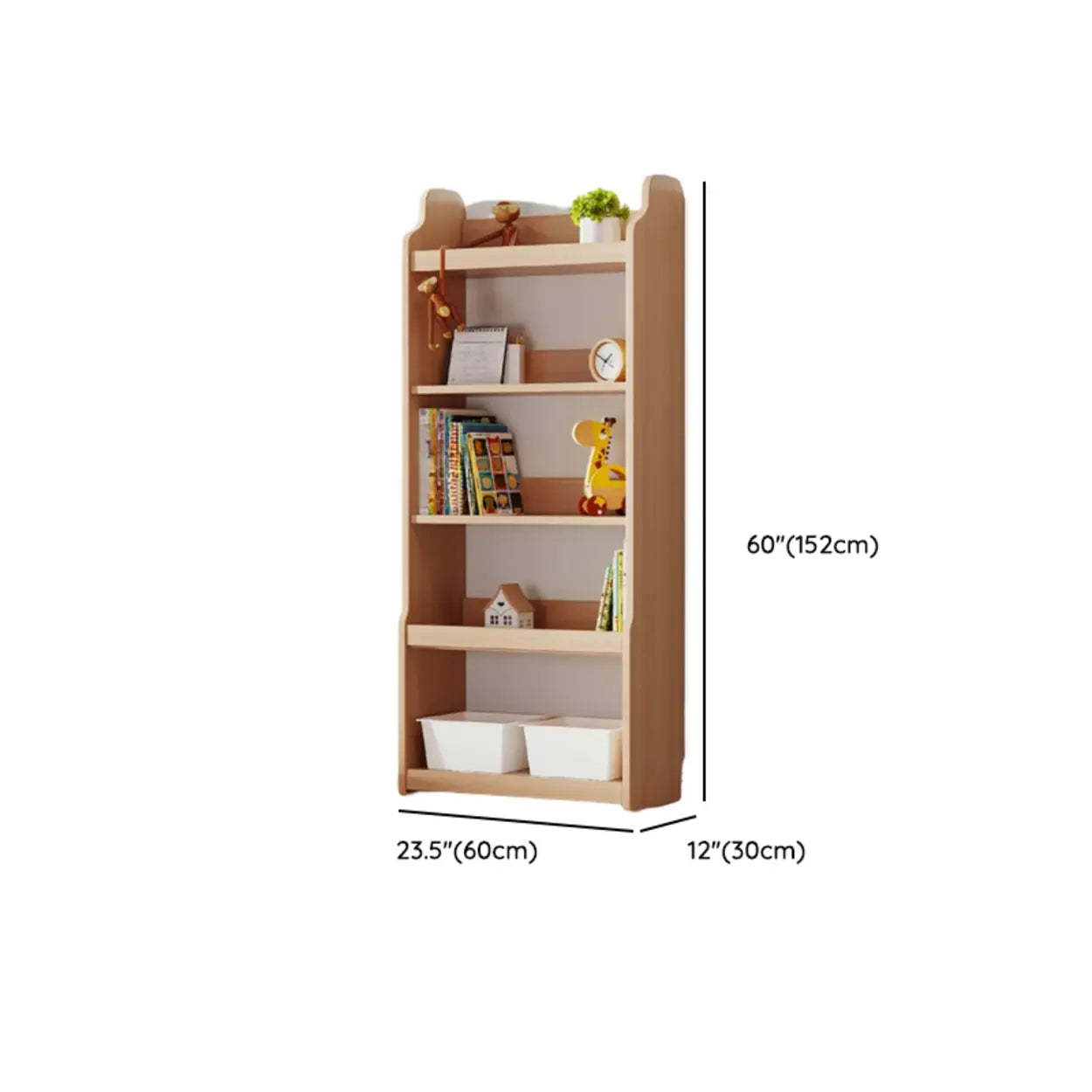 Simple Rectangular Open-Back Wood Bookshelf