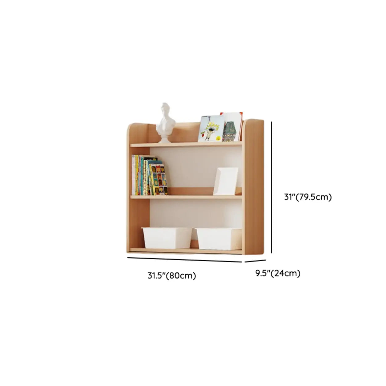 Simple Rectangular Open-Back Wood Bookshelf