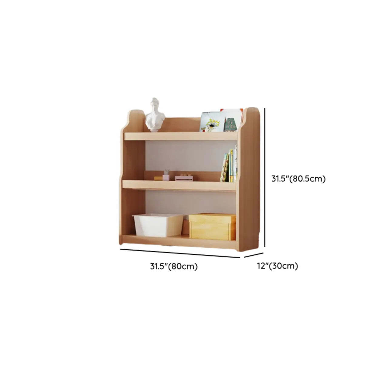 Simple Rectangular Open-Back Wood Bookshelf