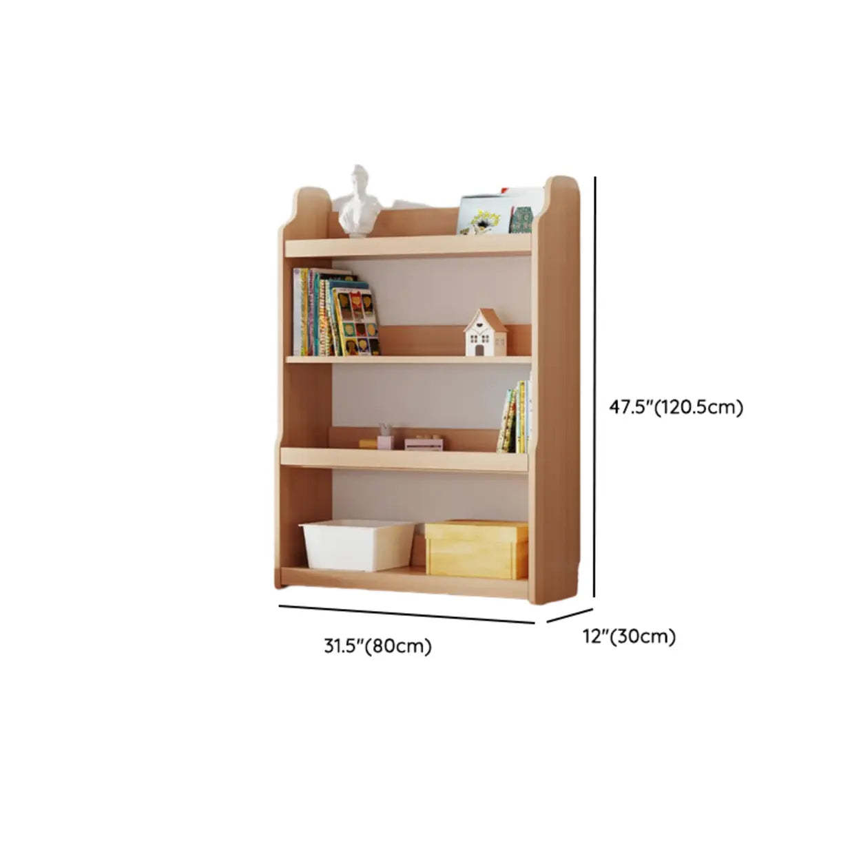 Simple Rectangular Open-Back Wood Bookshelf