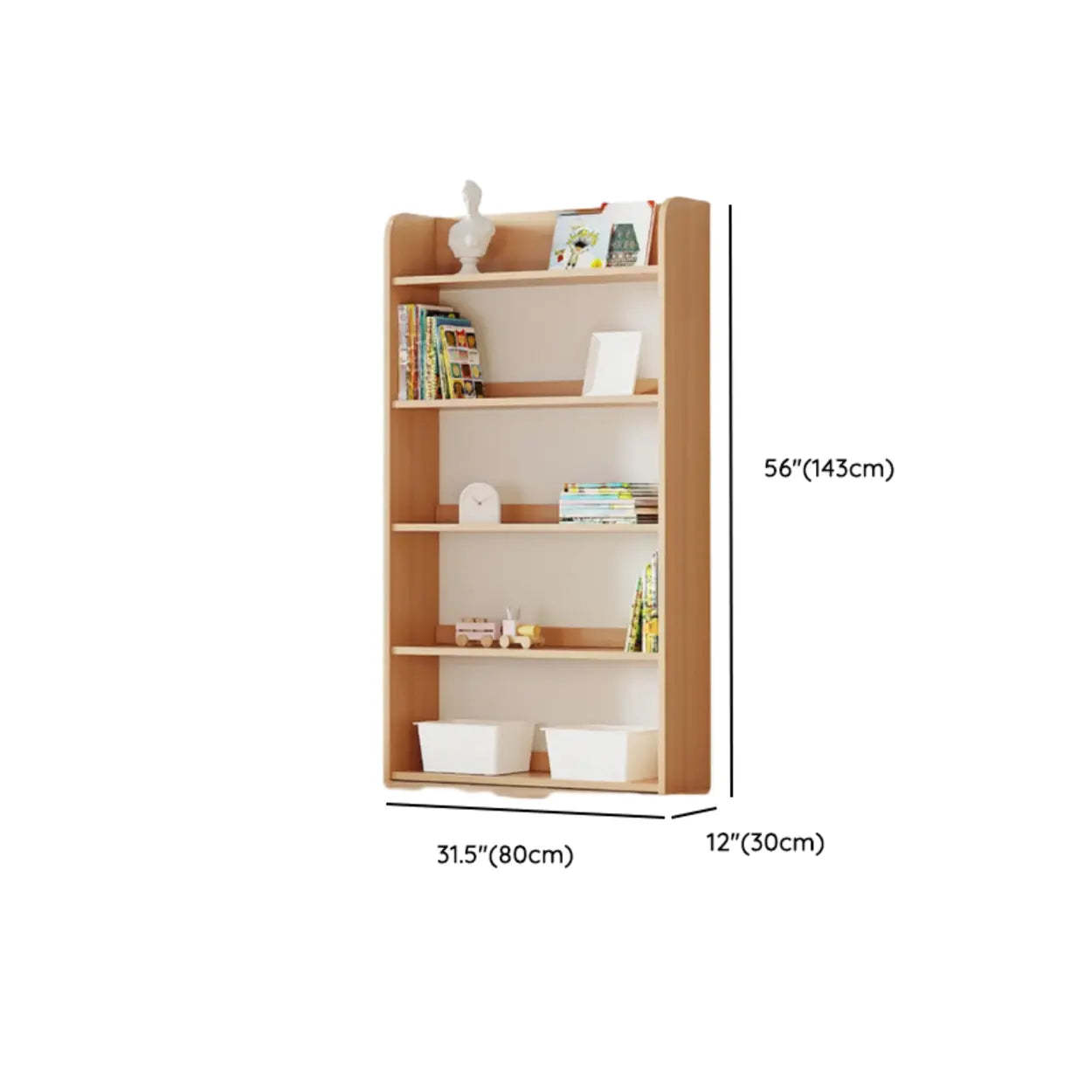 Simple Rectangular Open-Back Wood Bookshelf