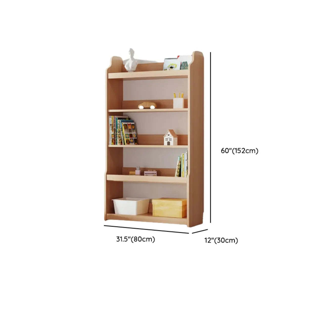 Simple Rectangular Open-Back Wood Bookshelf