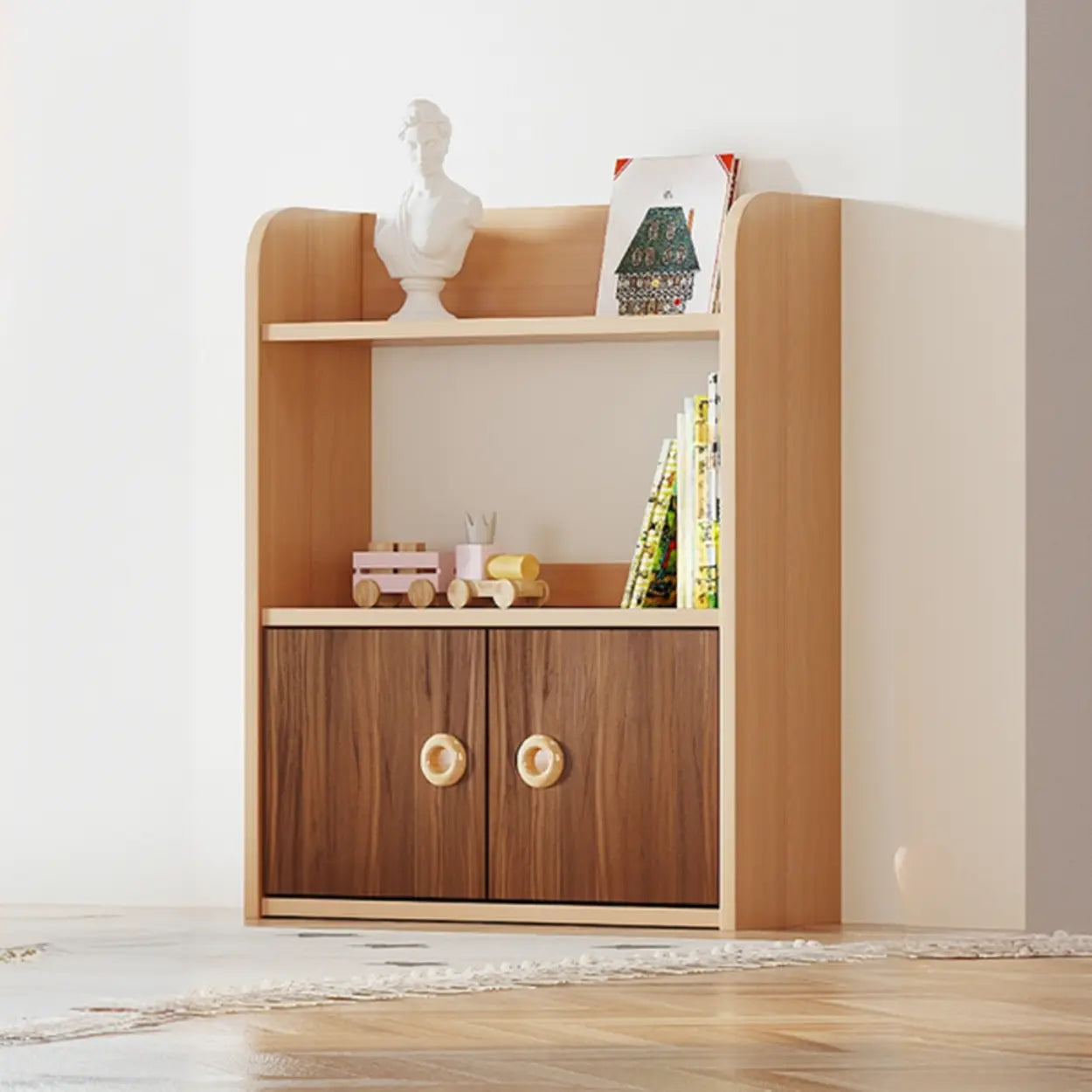 Simple Rectangular Open-Back Wood Bookshelf — Natural Finish