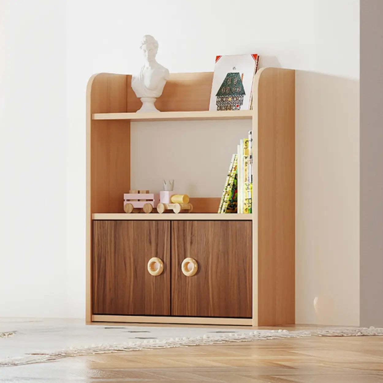 Simple Rectangular Open-Back Wood Bookshelf — Natural Finish