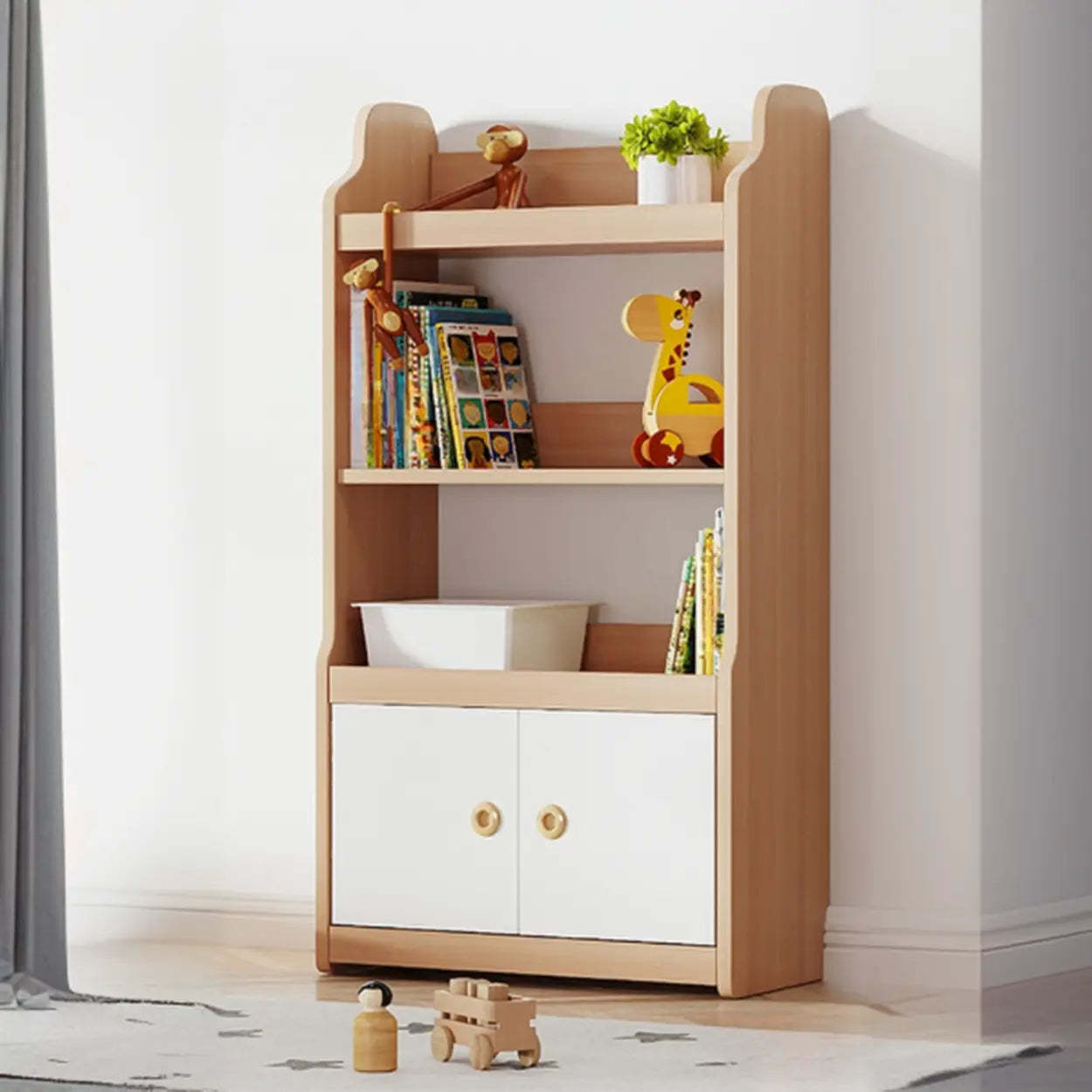Simple Rectangular Open-Back Wood Bookshelf — Natural Finish