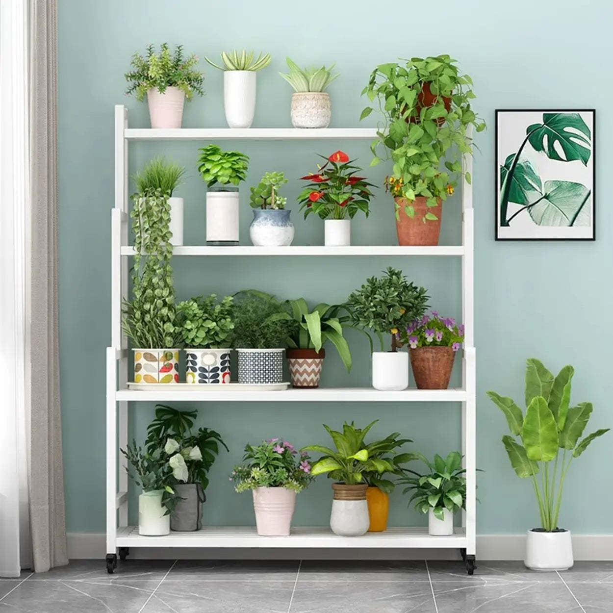 Simple Tiered Sliding Crate Plant Stand White — White