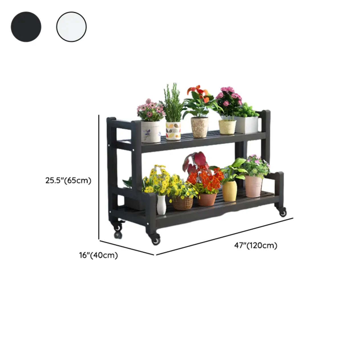 Simple Tiered Sliding Crate Plant Stand White — Black