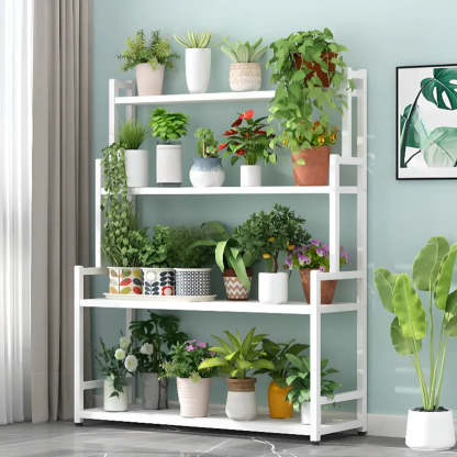 Simple Tiered Sliding Crate Plant Stand White — Black