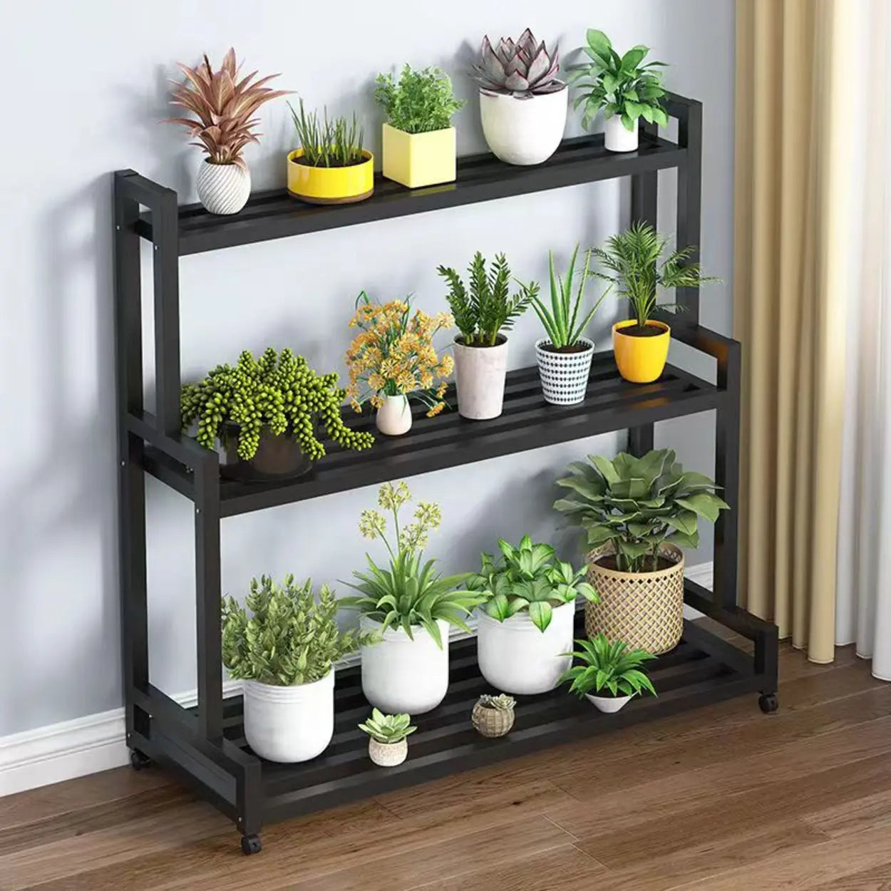 Simple Tiered Sliding Crate Plant Stand White — White