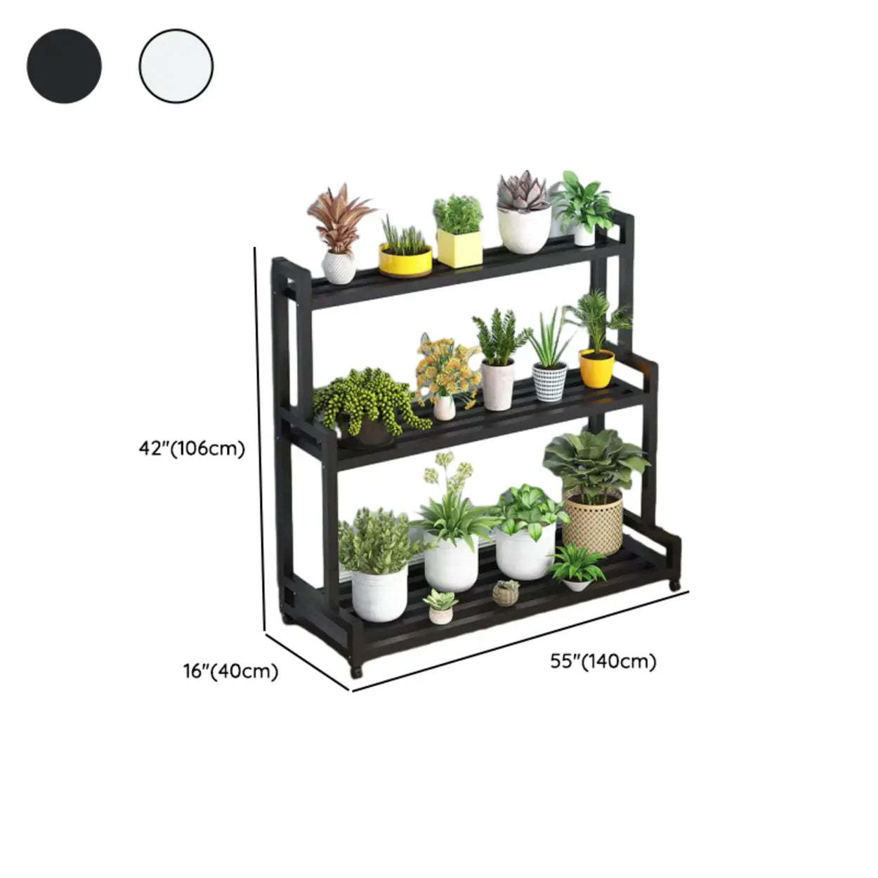 Simple Tiered Sliding Crate Plant Stand White — Black