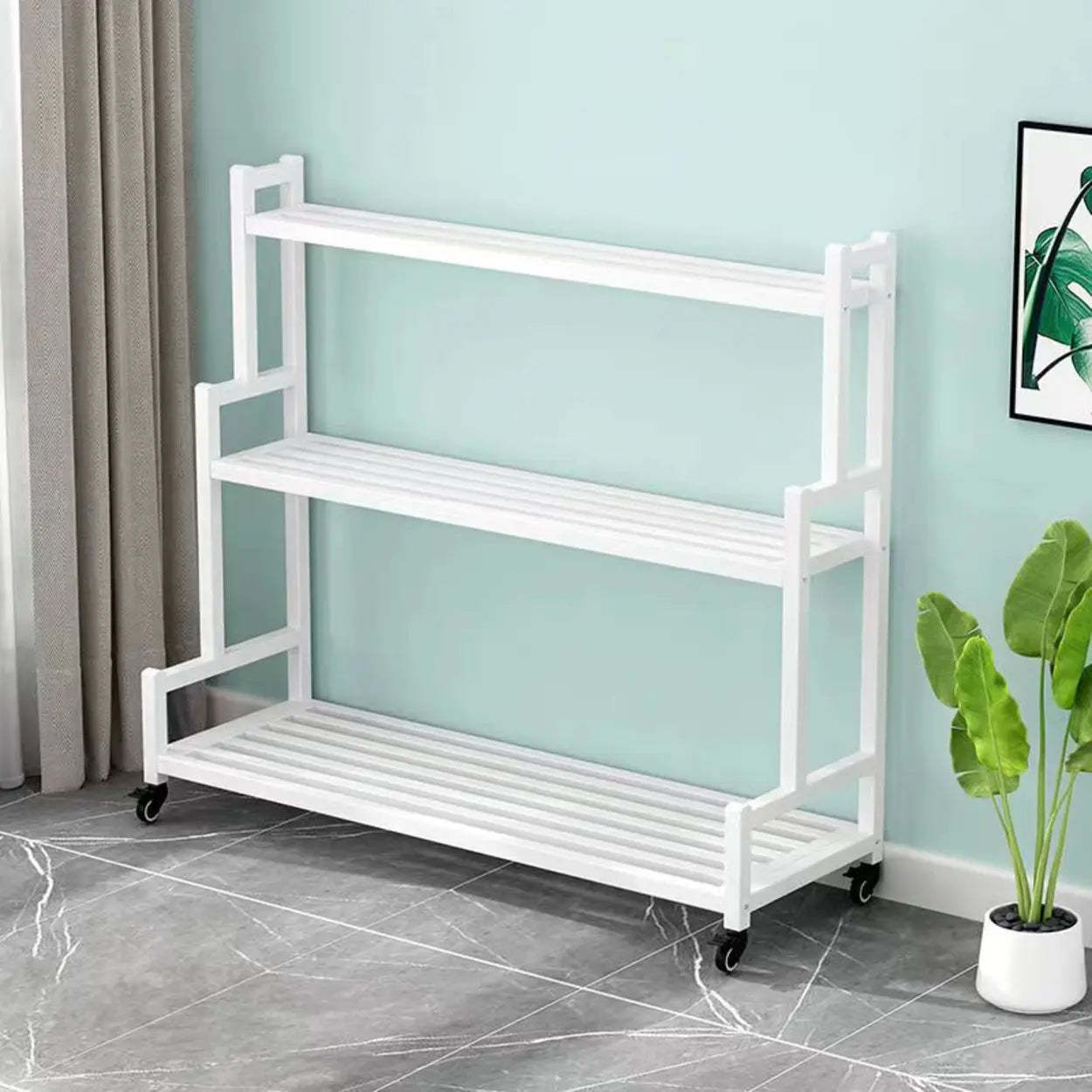 Simple Tiered Sliding Crate Plant Stand White — White