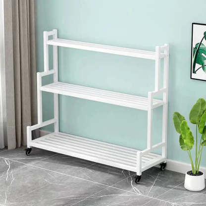 Simple Tiered Sliding Crate Plant Stand White — White
