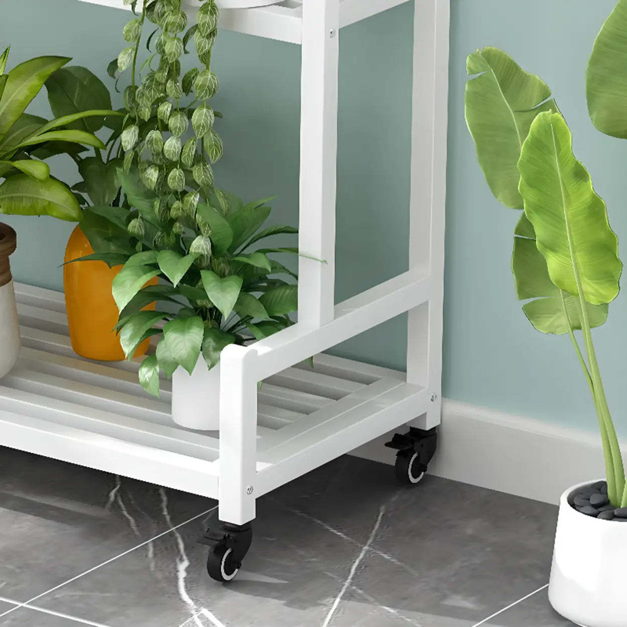 Simple Tiered Sliding Crate Plant Stand White — Black
