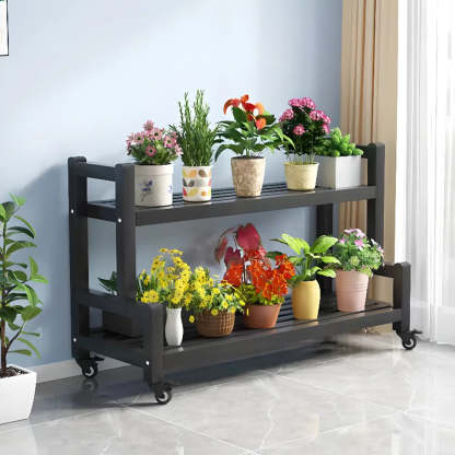 Simple Tiered Sliding Crate Plant Stand White — White