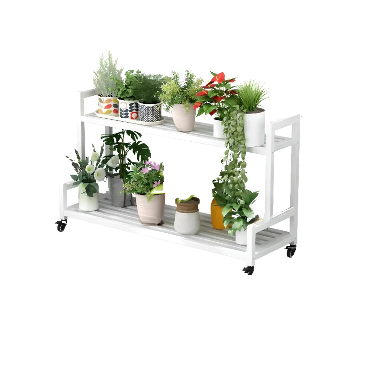 Simple Tiered Sliding Crate Plant Stand White — Black