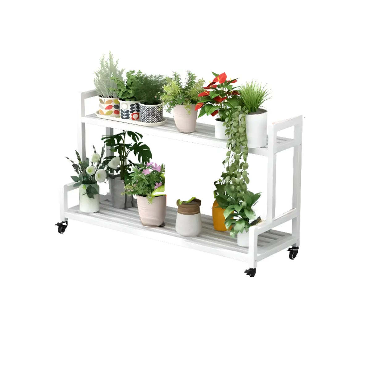 Simple Tiered Sliding Crate Plant Stand White — Black