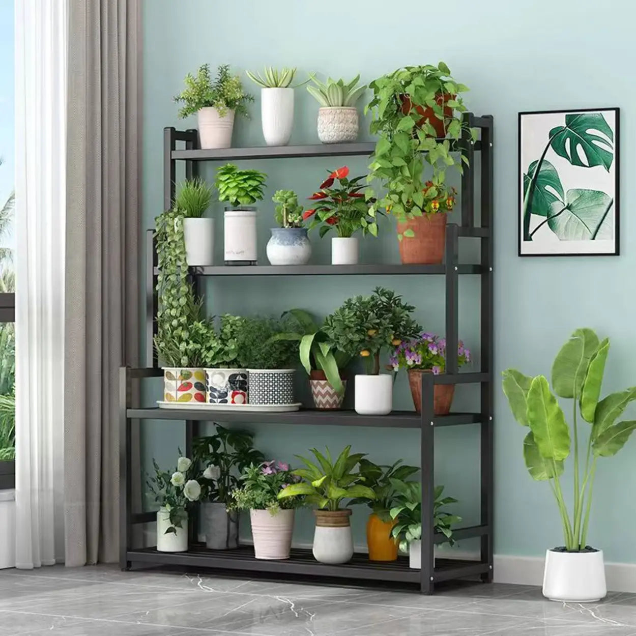 Simple Tiered Sliding Crate Plant Stand White — White