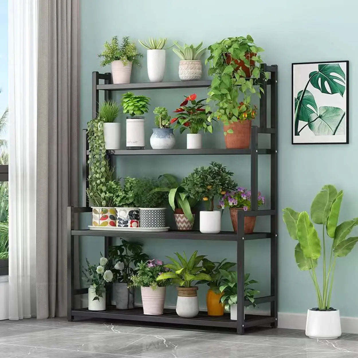 Simple Tiered Sliding Crate Plant Stand White — White